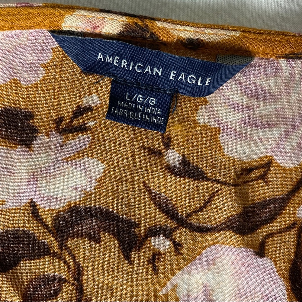 AE Boho Orange Floral Tie Front Crop Top Size L - Picture 7 of 13
